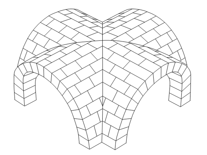 Figure 5.  Cross vault formed by the perpendicular intersection of two barrel vaults.