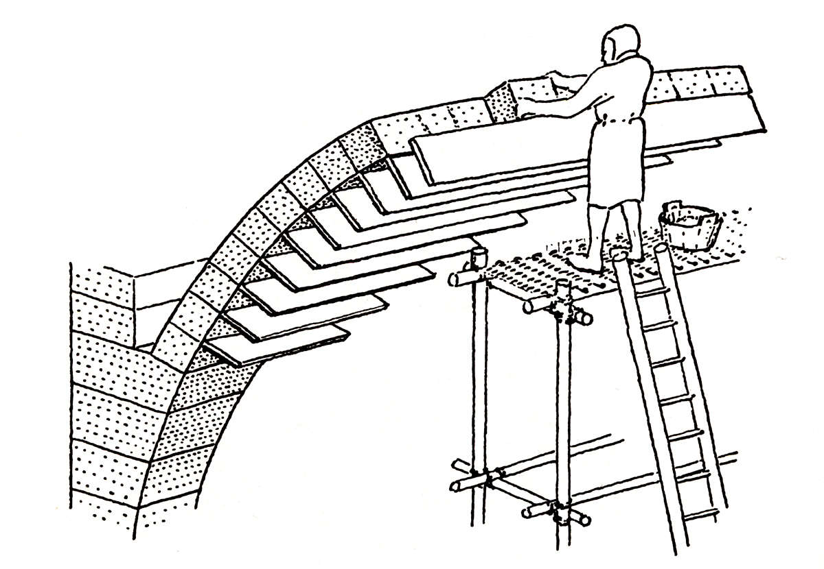 Figure 15. Rendition of horizontal support planks for the web construction.