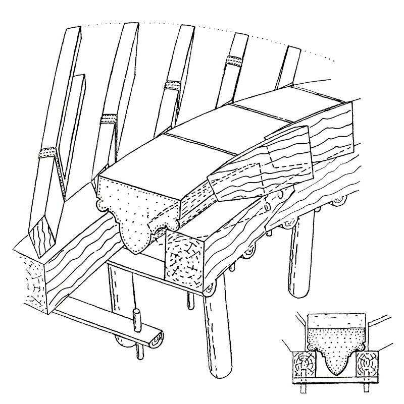Figure 16. Example of formworks used for the centering of groin arch bands and the support of planks for the vault.